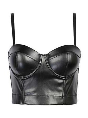 Joeoy Women’s Sexy Faux Leather Bralette Crop Top Bustier-38 | Geeky Buys