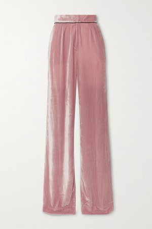 Blush Piped velvet pajama pants | Sleeping with Jacques | NET-A-PORTER