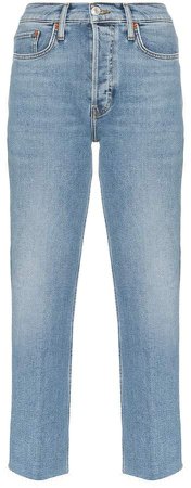 Stovepipe high-waist jeans