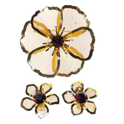 Vintage 1960s Mid Century Modern Gold Flower Statement Earrings with A - Vintage Meet Modern