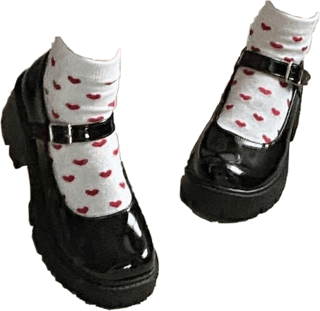 Cute Mary Janes with heart socks 🖤💋