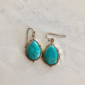Free People Jewelry | Turquoise Teardrop Gold Turquoise Earrings Nwot | Poshmark
