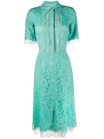 Elisabetta Franchi Embroidered Lace Shirt Dress AB04203E2 Blue | Farfetch