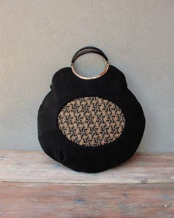 Japanese Mesh Work Tote Geometric Woven Bag Black Purse made | Etsy