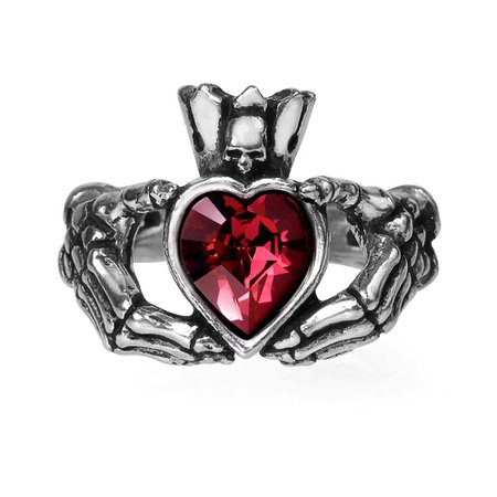 Alchemy Gothic Claddagh By Night Ring With Swarovski Heart Tin - Fantas