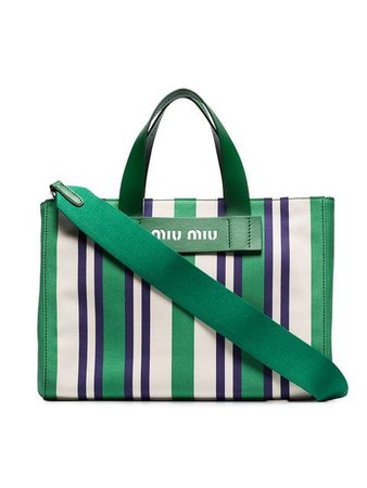 Miu Miu striped logo tote bag £730 - Shop Online - Fast Delivery, Free Returns