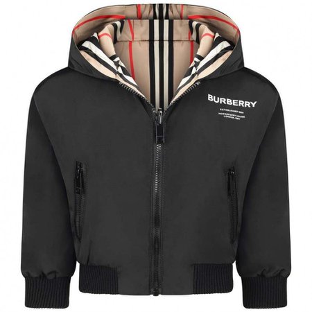 Burberry Baby Boys Black & Beige Reversible Jacket - Boy