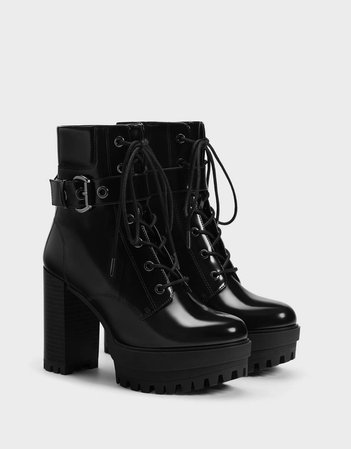 Platform high-heel ankle boots - Shoes - Bershka United Kingdom