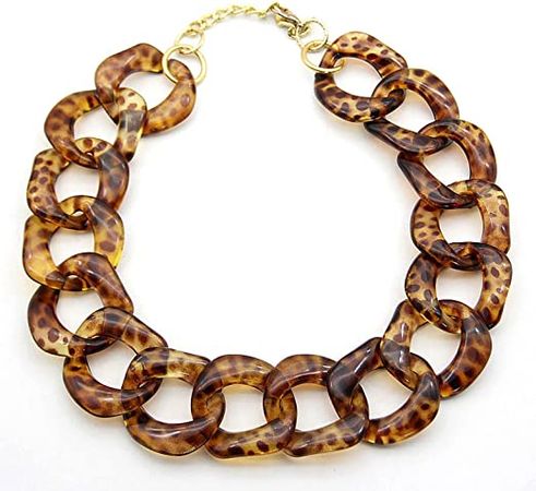 Amazon.com: SCHSP Necklaces for Women Acrylic Tortoise Link Necklace Leopard Print Metal Resin Chain Link Acetate Collar Necklace Statement Chunky Fashion Jewelry Gifts : Clothing, Shoes & Jewelry