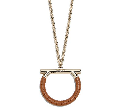 Gancini brown leather neckless