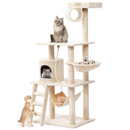 AUGIENB 62" Cat Tree Tower Condo Furniture Pet Kitty Play House Scratching Posts