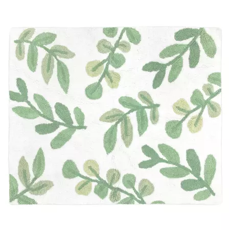 Floral Leaf Collection Accent Floor Rug (2.5' x 3') - Green and White Boho Botanical Woodland Tropical Garden Leaves Nature - Bed Bath & Beyond - 32984977
