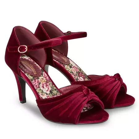 Joe Browns Red velvet 'Fabulous and Feminine' high stiletto heel peep toe shoes | Debenhams