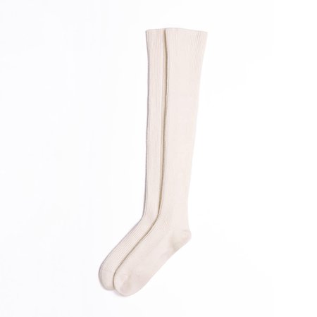 Cashmere Wool Long Socks - Cream | Voya | Wolf & Badger