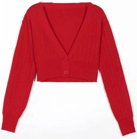 cropped red cardigan