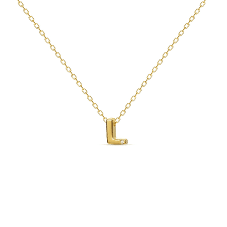 Diamond Letter Necklace L - Gold Vermeil & Diamond | MOSUO Jewellery | Wolf & Badger