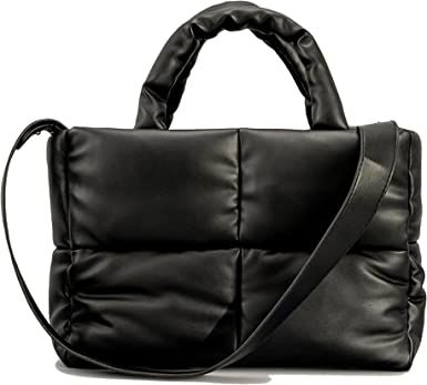 Large Quilted Padded Puffer Tote | Black