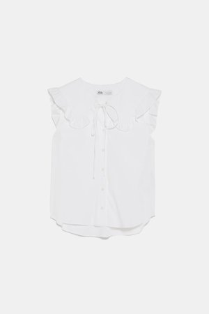 PETER PAN COLLAR POPLIN BLOUSE - NEW IN-WOMAN-NEW COLLECTION | ZARA United States white