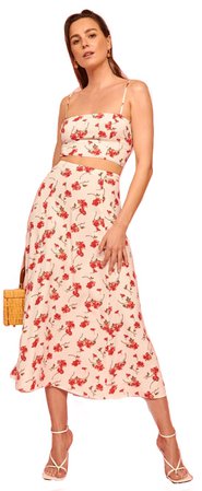 the reformation 2 piece top and skirt $200
