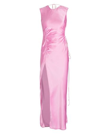 Anna October Shu Satin Maxi Dress In Pink | INTERMIX®