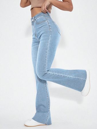 SHEIN EZwear High Waist Flare Leg Jeans | SHEIN