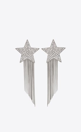 Saint Laurent ‎STARS & LOVE Star Earrings With Metal Chains ‎ | YSL.com