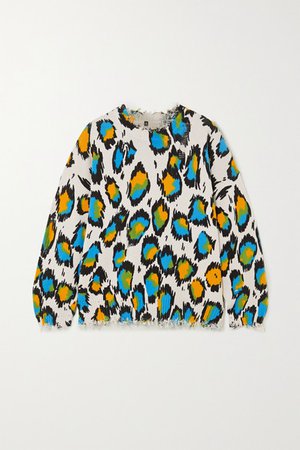 R13 | Distressed leopard-print cotton sweater | NET-A-PORTER.COM