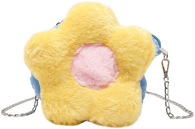 Amazon.com: Kawaii Flower Shape Plush Crossbody Bag, Lolita Fashion Anime Plush Messenger Bag, Cute Fluffy Shoulder Bag with Metal Chain for Women, Girl, Kid (Yellow) : Clothing, Shoes & Jewelry