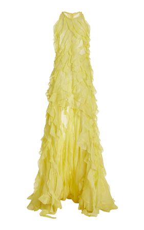 Wonderland Ruffled Linen And Silk Gown By Zimmermann | Moda Operandi