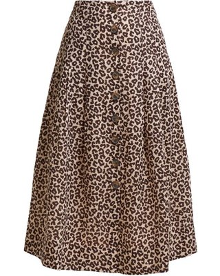 New Bargains on Sea - Lottie Leopard Print Button Skirt - Womens