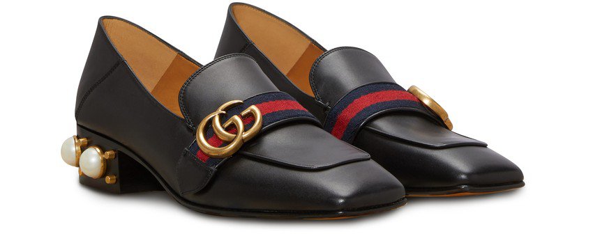 Women's Leather Mid-Heel Loafers | GUCCI | 24S
