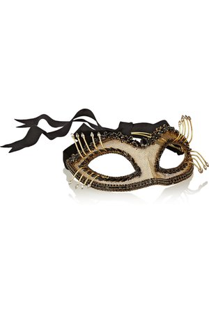 Black Damsel Swarovski crystal-embellished gold-plated mask | Erickson Beamon | NET-A-PORTER