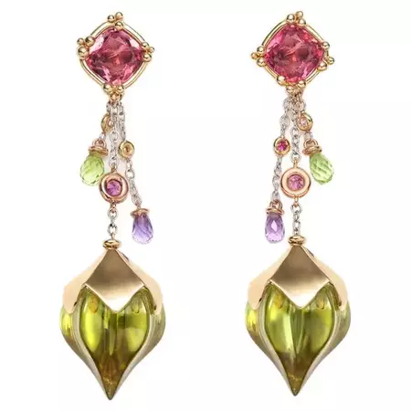 green and pink earrings