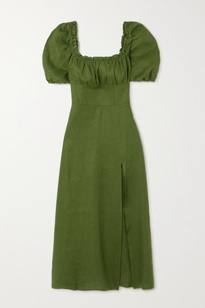 Jacqueline Linen Midi Dress - Green