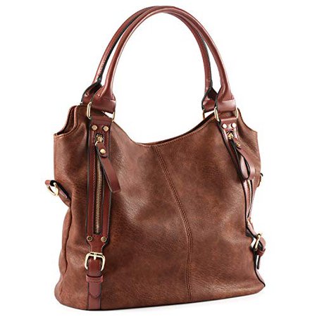 Amazon.com: Plambag Women Faux Leather Hobo Handbag Large Tote Purse(Coffee): Clothing