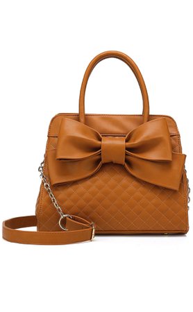 Brown leather bow bag