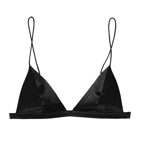 Women's Silk Satin Triangle Wire Free Bra, Sexy Bralette Top, Breathable Non-Underwire Bra (Small, Black) at Amazon Women’s Clothing store
