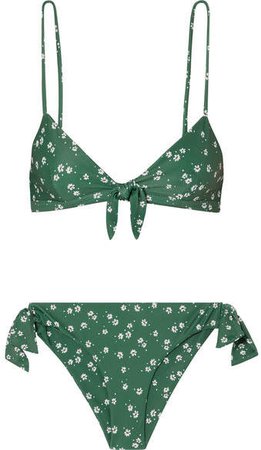 Taylor And Elsa Floral-print Bikini - Dark green