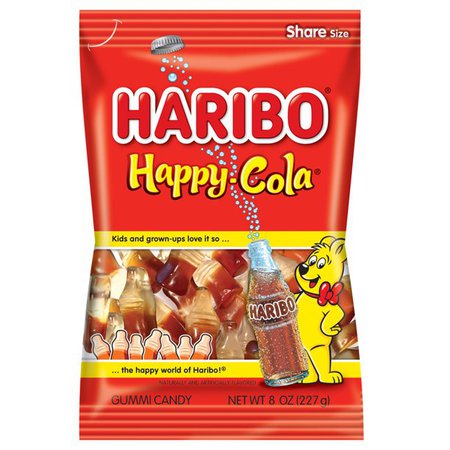 HARIBO Happy Cola gummy candy, Pack of 1 8oz Peg Bag - Walmart.com