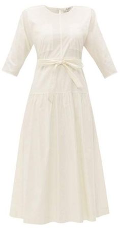 Luna Cotton Blend Midi Dress - Womens - White