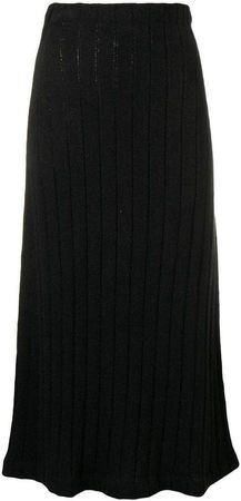 high-waisted ribbed knit skirt