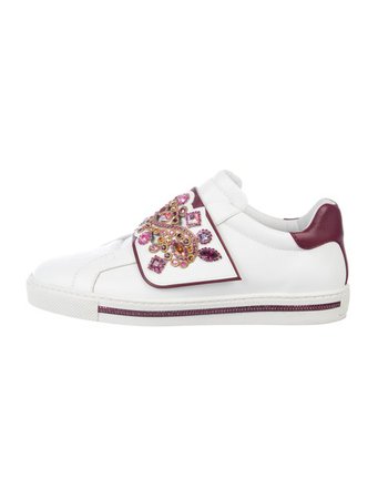 René Caovilla Embellished Leather Sneakers - Shoes - REC24730 | The RealReal