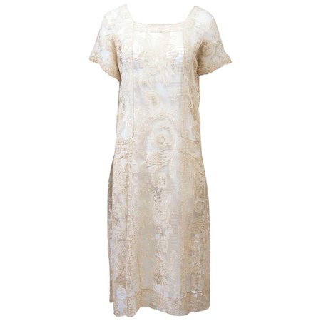 1930s Beige Lace Dress For Sale at 1stDibs | beige lace dresses