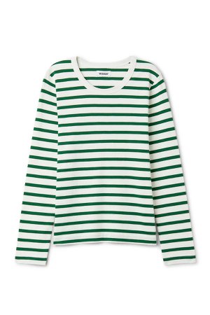 Kate Striped Long Sleeve - Dark Green - Tops - Weekday GB