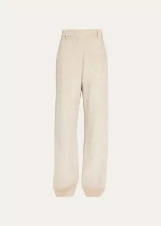 Brunello Cucinelli Loose Straight-Leg Corduroy Pants with Single Pleat - Bergdorf Goodman