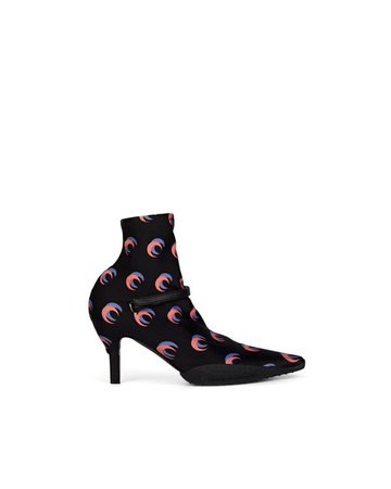 Marine Serre Leather Moon-print Tech-jersey Ankle Boots in Black