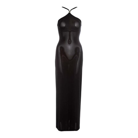 Fendi by Karl Lagerfeld black lycra maxi dress, ss 1997 For Sale at 1stDibs