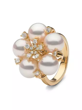Yoko London 18kt Yellow Gold Raindrop Pearl And Diamond Ring - Farfetch