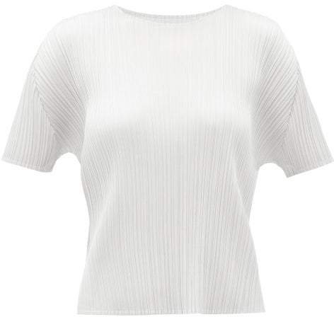 Pleated T Shirt - Womens - White