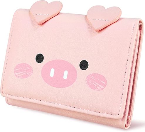 Amazon.com: Conisy Cute Wallets for Women, Leather RFID Blocking Small Trifold Wallet with ID Window for Girls and Ladies Womens Wallet -Pig (Pink) : Clothing, Shoes & Jewelry